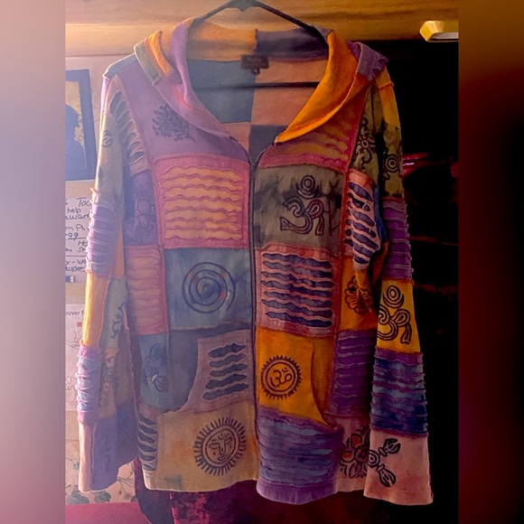 Rising International Jackets & Blazers - Rising International M hippy new age bohemian jacket vintage patch boho Nepal